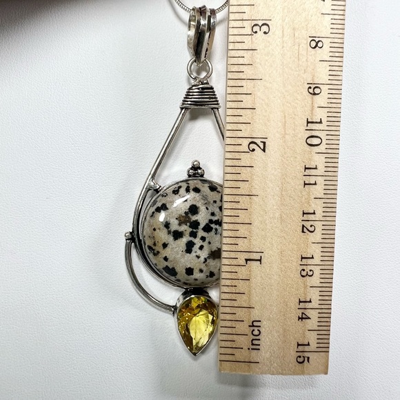 Dalmatian Jasper Citrine 925 Gemstone Pendant Bracelet Earrings - Picture 5 of 9